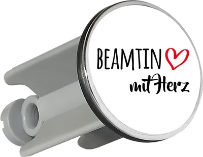 Produktbild von Huuraa Waschbeckenstöpsel Beamtin mit Herz 4cm höhenverstellbar Abflussstopfen Geschenkidee