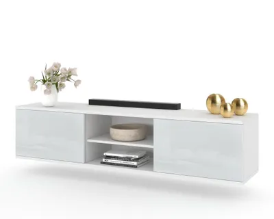 Produktbild von Fernsehschrank TV-Lowboard KING HÄNGEND Weiß Matt/Weiß Hochglanz 120cm