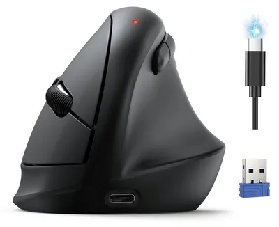 Immagine prodotto di Mouse ergonomica verticale, con connessione Bluetooth, ricaricabile, con regolazione a 6 livelli di DPI e sensore di alta precisione