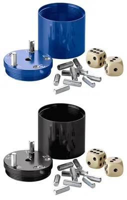 Produktbild von BestSaller 10055 SUPER SIX Würfelspiel Aluminum, 36 Spielstäbchen & 2 Würfel, schwarz/blau, 2-teilig (1 Set)