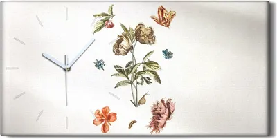 Produktbild von Wandbild Leinwand Bilder mit Uhr Geräuschlos 60x30 Gemälde Blumen Pflanzen Kunst - weiße Hände