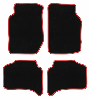 Produktbild von Fußmatten Automatten Velours Schwarz/Rot für Kia Sportage I 1995-2004 Set 4-tlg