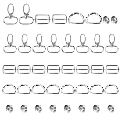 40-teiliges Karabinerhaken-Set, Metall, Silber, für Schlüsselbänder & DIY