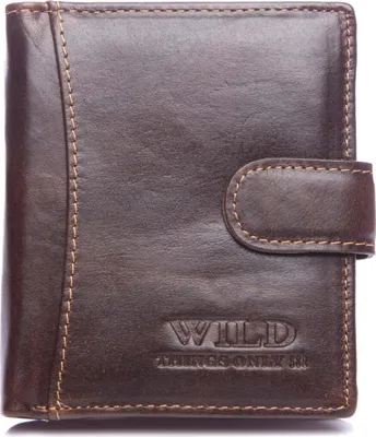 Produktbild von WILD Kleine Kompaktes Herrenportemonnaie Geldbörse Echt Leder Dunkelbraun