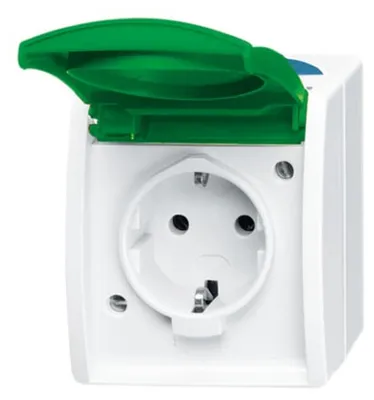 Produktbild von Busch-Jaeger 20 EWN-13-53, CEE 7/3, 2P+E, Grün, Grau, IP44, 250 V, 16 A