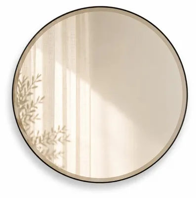 Produktbild von Indore Home - Runder Wandspiegel Schwarz - Spiegel mit Facettenrand - 40 cm