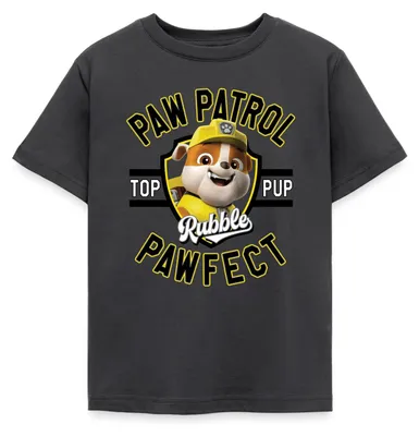Produktbild von Spreadshirt Paw Patrol Rubble Pawfect Kinder T-Shirt, 122/128 (7-8 Jahre), Dunkelgrau