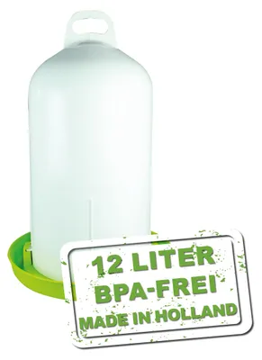 Produktbild von MeineHennen Doppelmanteltränke 12 Liter Grün - leicht befüllbare Wassertränke aus bruchfestem Kunststoff mit Bajonettverschluss