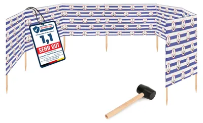 Produktbild von Garronda Strand Windschutz Sichtschutz 10m lang plus Gummihammer GAEX001 (Streifen/Anker-2, 10 m)