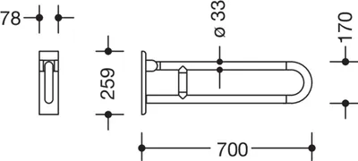 Produktbild von HEWI Stützklappgriff drehb. Ser 801, L:700mm, Stahlkern reinweiß