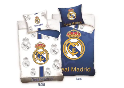 Produktbild von Wendebettwäsche Real Madrid Blau/Weiß Fanartikel 100% Baumwolle 135x200 cm + 80x80 cm