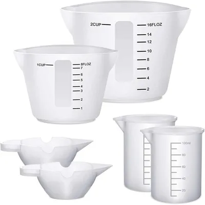 Produktbild von 6-teiliges Silikon-Messbecher Set mit Skala, Antihaft-Mischbecher für Epoxidharz, Küche & Haushalt