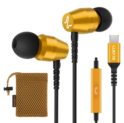 Produktbild von OMNITONE USB C Kopfhörer USB Typ C Ohrhörer mit Mikrofon In-Ear mit Kabel Gold USB-C