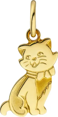 Produktbild von Anhänger für Kinder Katze lachendes Kätzchen aus 333 Gold Gelbgold, teilmatt
