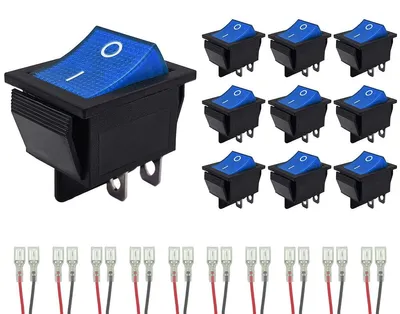 Produktbild von ProRide Wippschalter KCD4-202 mit Kabeln 2-polig 250V/16A Blau 10 Stück