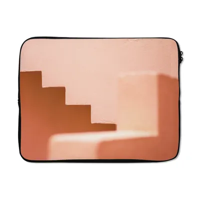 Produktbild von MuchoWow® Laptop Hülle 17 Zoll Laptoptasche Architektur - Treppe - Pastell - Rosa - Zipper - Schutzabdeckung
