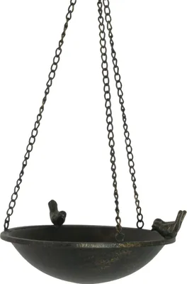 Produktbild von Braune Vogeltränke aus Eisen mit 3 Vögeln 30x28x63,5 cm