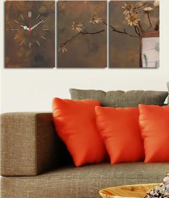 Produktbild von Opviq, 3P3040CS- CLA3605, Bunt, Wanduhren, 96 x 40 cm, 100% Wildleder -Leinwand
