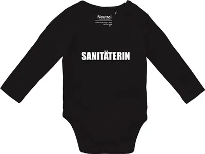 Produktbild von Huuraa Baby Body Sanitäterin Schriftzug 68 Black  Baumwolle Fairtrade Langarmbody Geschenkidee