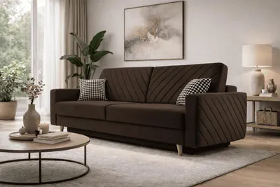 Produktbild von MOEBLO Schlafsofa CALIFORNIA – Sofa aus Samtstoff Couch für Wohnzimmer Sofagarnitur Polstersofa Wohnlandschaft Velours mit Bettfunktion, Bettkasten und Schlaffunktion (BxHxT): 230x96x97 cm -California - Kronos - 06 Dunkelbraun