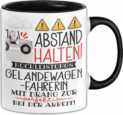 Produktbild von Geländewagenfahrerin Tasse Geschenk Lustig Abstand Halten Hochleistungs-Geländewagenfahrerin Mit Drang Zur Perfektion Bei Der Arbeit (Schwarz)