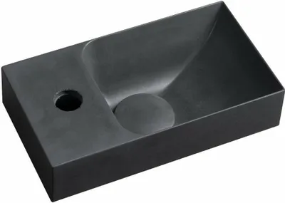 Obrázek produktu pro PICCOLINO betonové umyvadlo 30,8x10x17cm, otvor pro baterii vlevo, antracitová barva