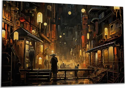 Produktbild von Wallario Herdabdeckplatte aus Glas, Größe 80 x 52 cm 1-teilig, Motiv Neonbeleuchtete Gassen