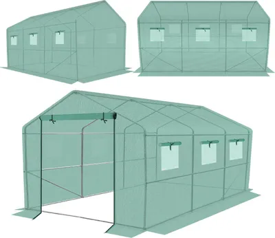Obrázek produktu pro Skleníkový tunel na ovoce a zeleninu PE ocelová konstrukce zelená 200X350X200CM