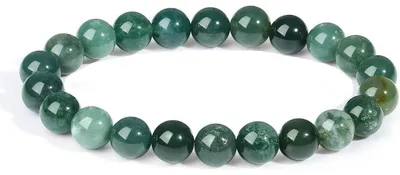 Produktbild von Kristall Armband Moosachat 8mm Perlen Elastisch 19cm Geschenk für Damen Herren