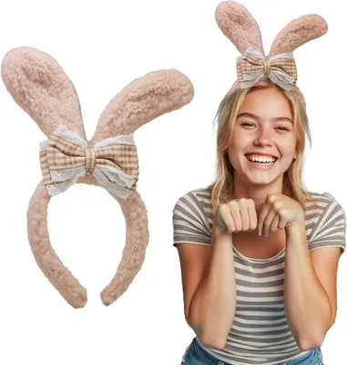 Productafbeelding van Konijnenoren Hoofdband - Feest Accessoire - Verkleedfeest - Zachte Pluche Oren - 18.4 x 16.9 cm - Wit