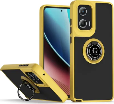 Produktbild von Hülle für Motorola Moto G Stylus 5G (2024) Ring Halter Ständer Matte Transluzent TPU Bumper Stoßfest Schutzhülle Gelb