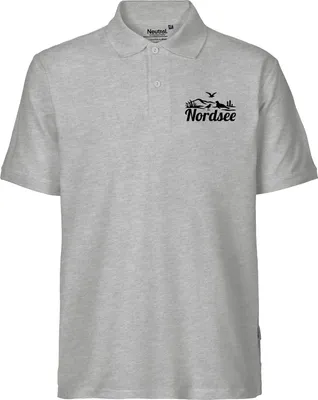 Produktbild von Huuraa Herren Polo Shirt Nordsee Strandmotiv XXL Sport Grey Bio Baumwolle Fairtrade Poloshirt Geschenkidee