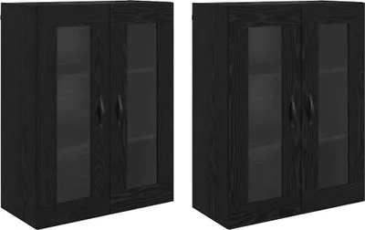 Zdjęcie produktu dla Szafki ścienne 2 pcs Czarny Dąb 69,5 x 34 x 90 cm