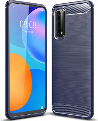Produktbild von Huawei P Smart 2021 Hülle, LaimTop Carbon Fibre TPU Silikon Stoßfest Schutzhülle für Huawei P Smart 2021 Blau