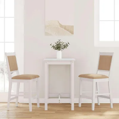 Imagen del producto de Maison Exclusive: Juego de 2 taburetes con cojín, color blanco, madera maciza de goma