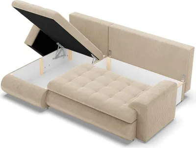 Produktbild von Links Ecksofa mit Schlaffunktion FORESTA, Sofa mit bettkasten 230x159cm, Cord, Beige
