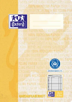 Produktbild von Oxford Hausaufgabenheft "Recycling" DIN A5 48 Blatt