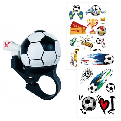 Productafbeelding van Fietsbel voor kinderen in voetbalthema met tattoos