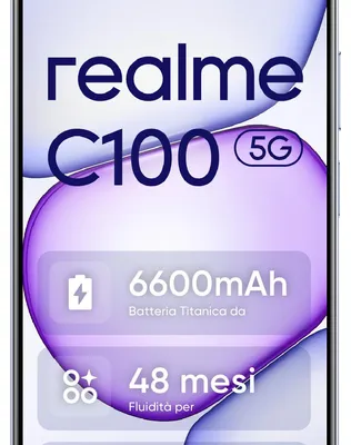 Immagine prodotto di realme C100 5G 17,3 cm (6.8") Doppia SIM Android 16.0 USB tipo-C 4 GB 256 GB 6600 mAh Viola