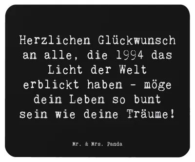 Produktbild von Mr. & Mrs. Panda Mouse Pad Spruch 1994 Geburtstag - Schwarz - Geschenk, Geburtsjahr, mousematte, Geburtstagsgeschenk, Jahrgang, 1994er, laptop mousepad, mauspad, Alter