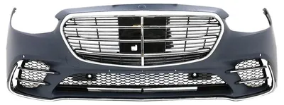 Imagen del producto de Parachoques delantero para Mercedes Clase S W223, modelo sedán, con diseño deportivo y parrilla frontal, compatible con sensores de estacionamiento (PDC).