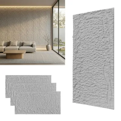 Produktbild von XINZI Steinoptik WBndpBneele 5D, PBnel wBnd, PolyurethanWBndverkleidung für Wohnräume, CBfés, 3 Stück (WBndsticker Dicke 5cm), Modell B HellgrBu
