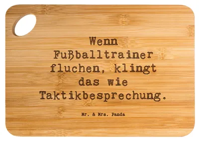 Produktbild von Mr. & Mrs. Panda Brett Spruch Fußballtrainer Taktik - Transparent - Geschenk, holzschneidebrett, Leidenschaft, Holzbrett, Berufsliebe, Beruf, personalisierte Geschenke