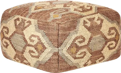 Zdjęcie produktu dla BELIANI Puf wielokolorowy juta wełna 50 x 50 x 30 cm kwadratowy geometryczny wzór boho