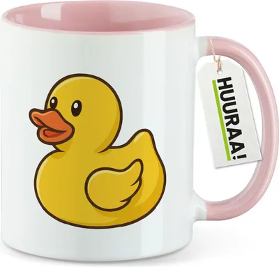 Produktbild von Huuraa Kaffeetasse Quietscheente Gummiente Badeente 330ml Rosa Keramik Kaffeebecher Geschenkidee