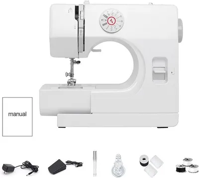 Productafbeelding van 725 Elektrische naaimachine met 12 naaiprogramma's, draagbare mini-naaimachine voor beginners, LED-verlichting, verstelbare steeklengte, achterstichfunctie en draadknipper
