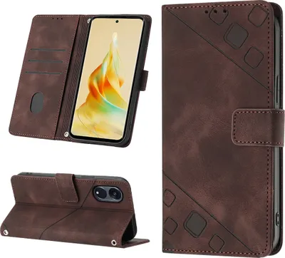 Produktbild von Hülle für OPPO Reno8 T 5G /A1 Pro 5G Prägung Flip Leder Brieftasche Schutzhülle mit Ständer Braun