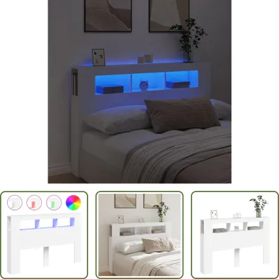 Obrázok produktu pre The Living Store LED čelo postele biele 160x18,5x103,5 cm materiál na báze dreva