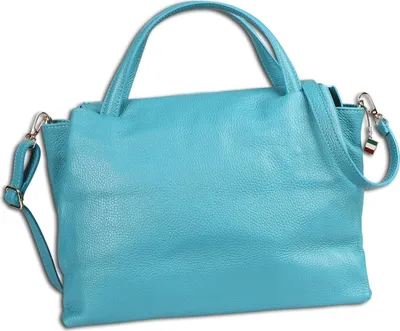Image de Sac à main pour femme Florence en cuir turquoise, dimensions 18 x 36 x 25 cm, OTF184T4