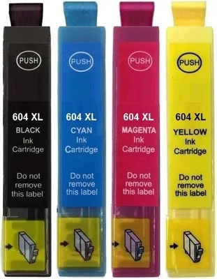 Four ink cartridges are lined up against a white background.